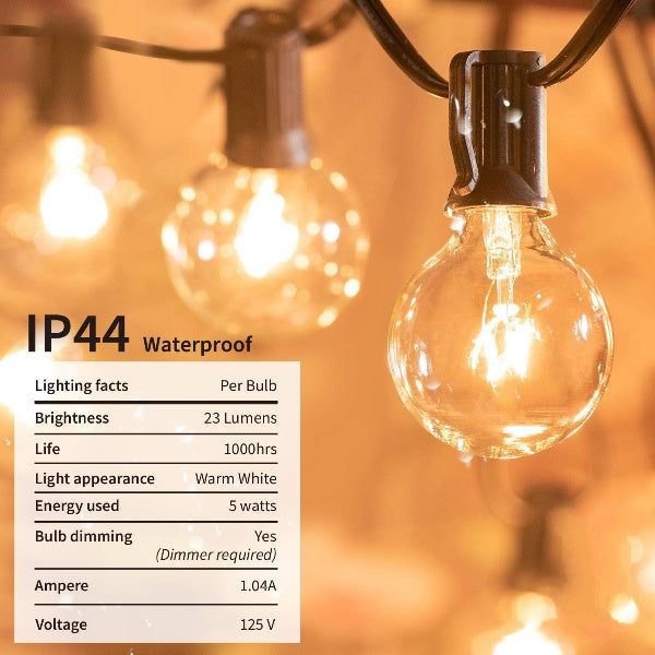 25FT Globe String Lights with Bulbs for Indoor/Outdoor Waterproof Connectable Hanging Lights for Backyard Porch Balcony Party Decor | Kalsten