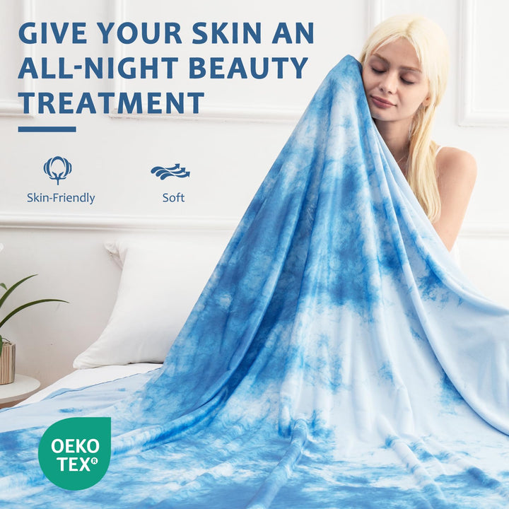 Tie Dye Cooling Blanket – Q-Max 0.5+ Double-Layer Dual-Sided Cool Touch Blanket for Comfortable Summer Nights – Blue | Kalsten