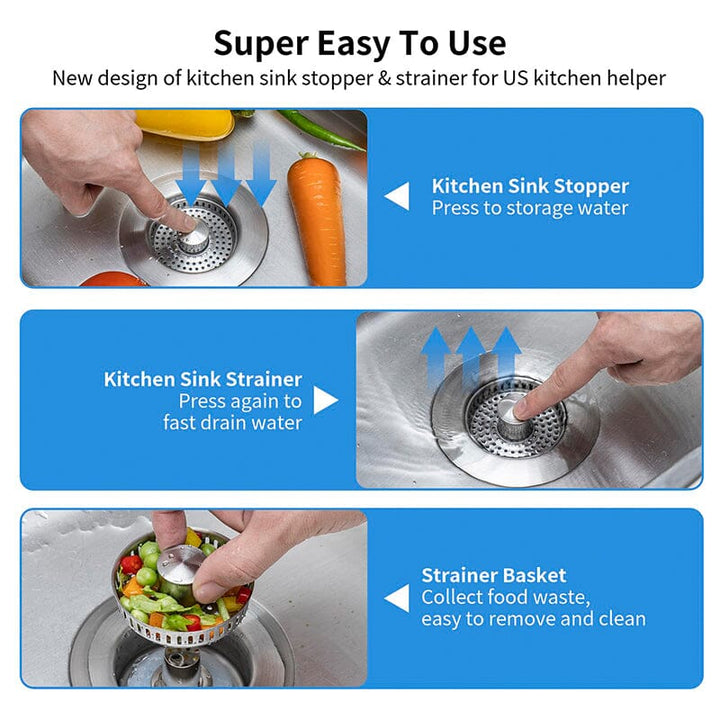 Drain filter stainless steel with pop-up mechanism | Kalsten