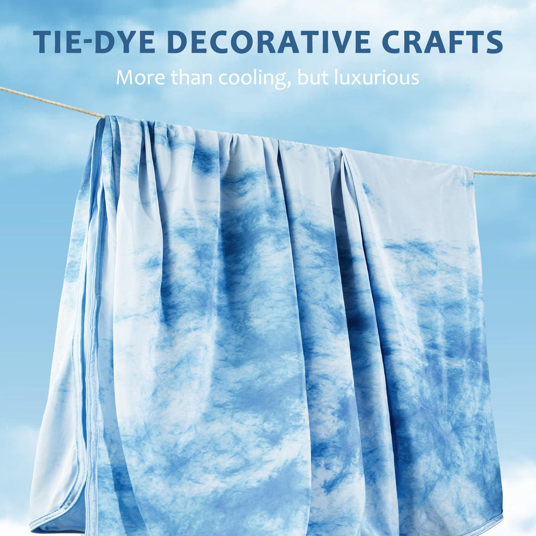 Tie Dye Cooling Blanket – Q-Max 0.5+ Double-Layer Dual-Sided Cool Touch Blanket for Comfortable Summer Nights – Blue | Kalsten