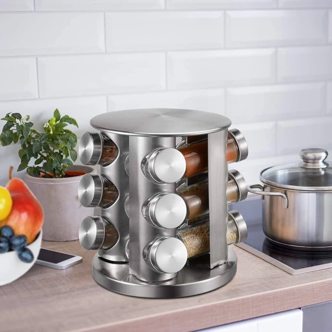 Rotating spice rack with 12 jars | Kalsten