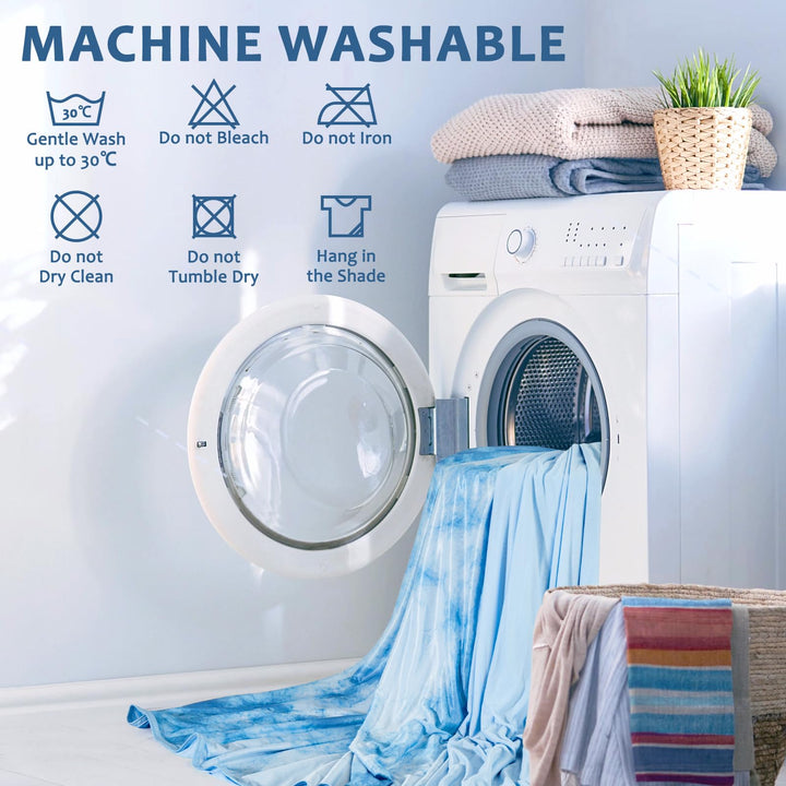 Tie Dye Cooling Blanket – Q-Max 0.5+ Double-Layer Dual-Sided Cool Touch Blanket for Comfortable Summer Nights – Blue | Kalsten