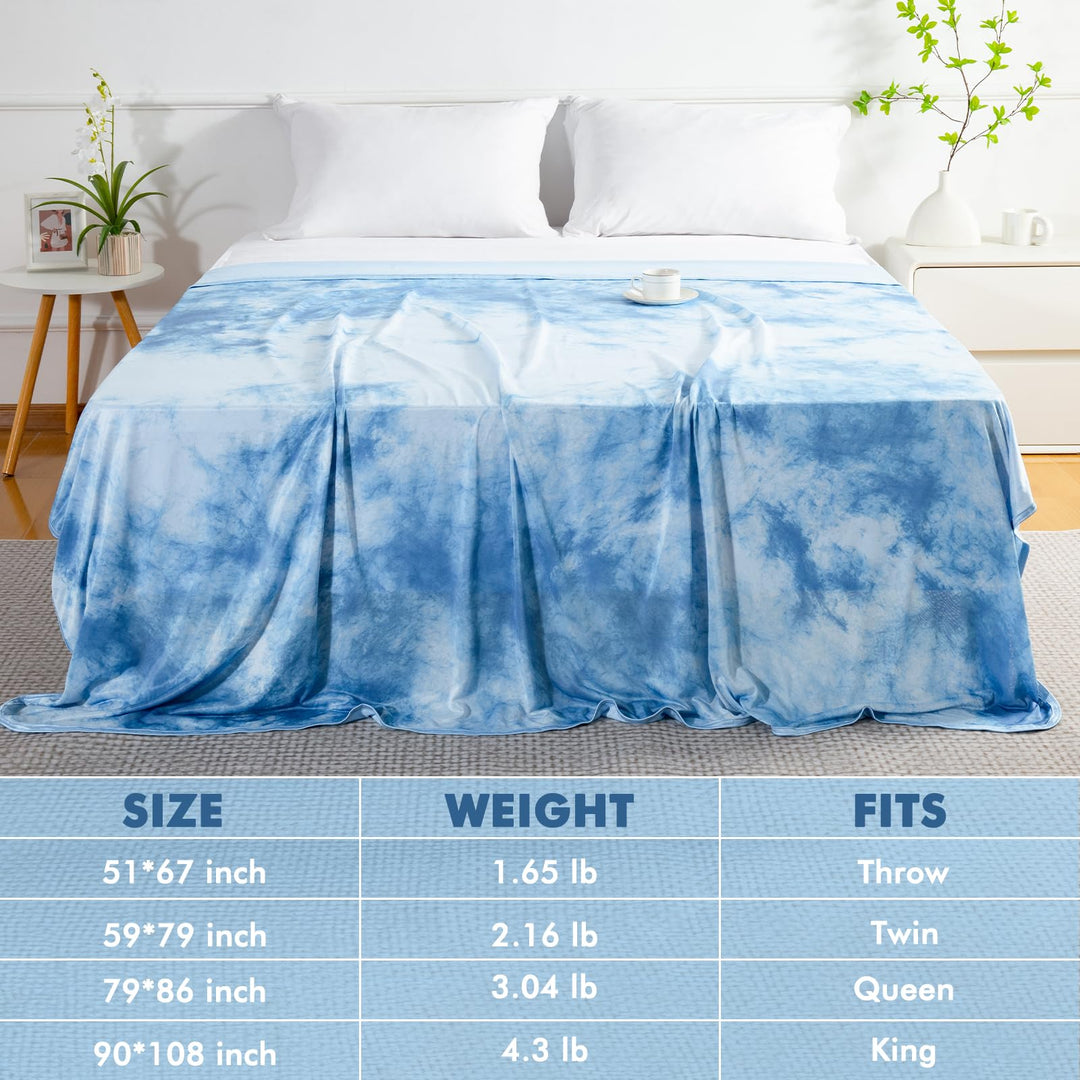 Tie Dye Cooling Blanket – Q-Max 0.5+ Double-Layer Dual-Sided Cool Touch Blanket for Comfortable Summer Nights – Blue | Kalsten