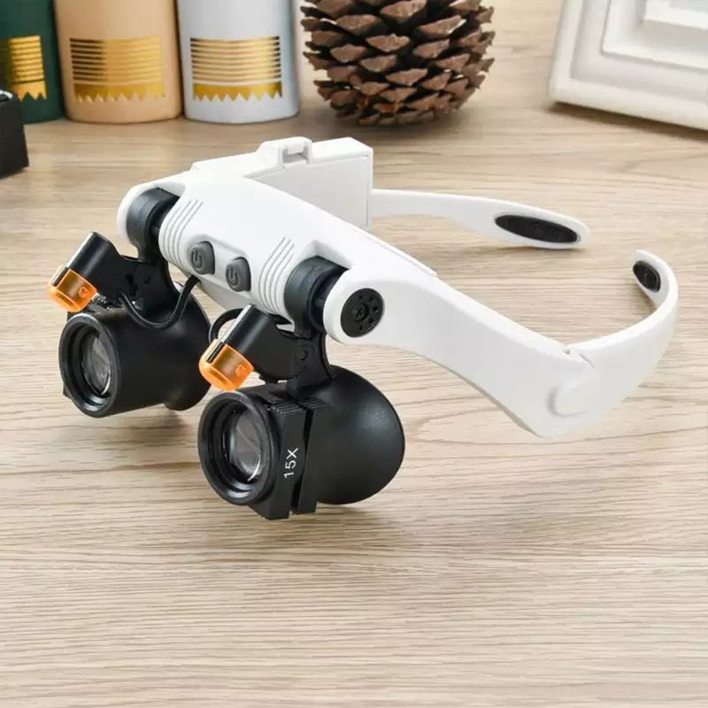 Brehn | Jeweler's Headband Magnifying Glasses with 8 Lenses and LED Light