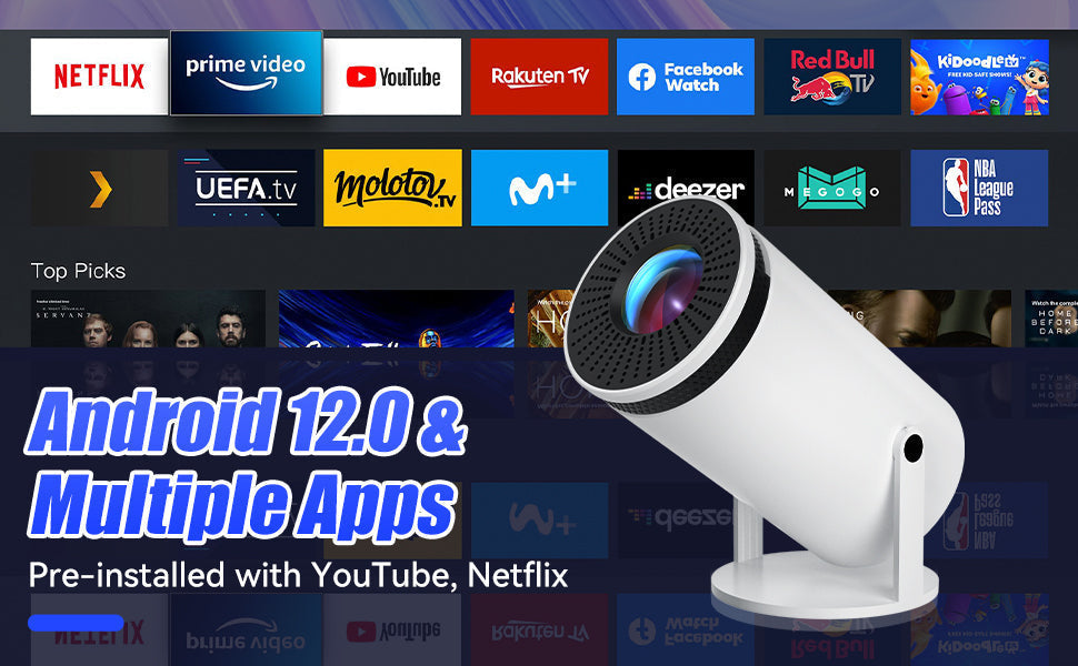 VisionCast 130X – Portable Mini Projector with Android 12 and 130 Inch Projection | Kalsten