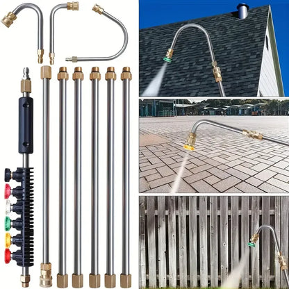 BowLift | Telescoping Pressure Washer Wand | 24 ft Reach | Brass & Stainless Steel | 4000 PSI Rated