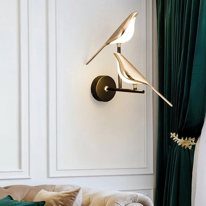 Bird Wall Sconce Magpie Shape Adjustable Metal Acrylic LED 21-38cm / 8-15in Art Light | Kalsten