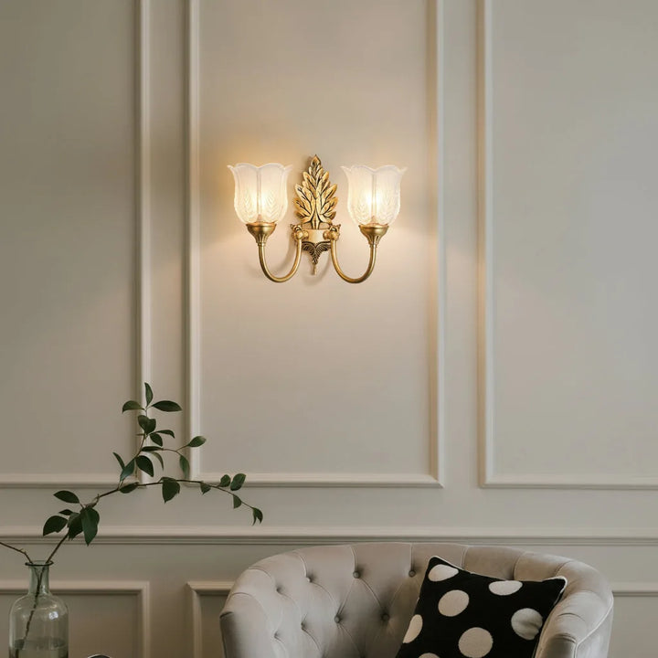 Brass Wall Sconce – American Vintage Bud Glass (E14 LED & 29-30cm) | Kalsten