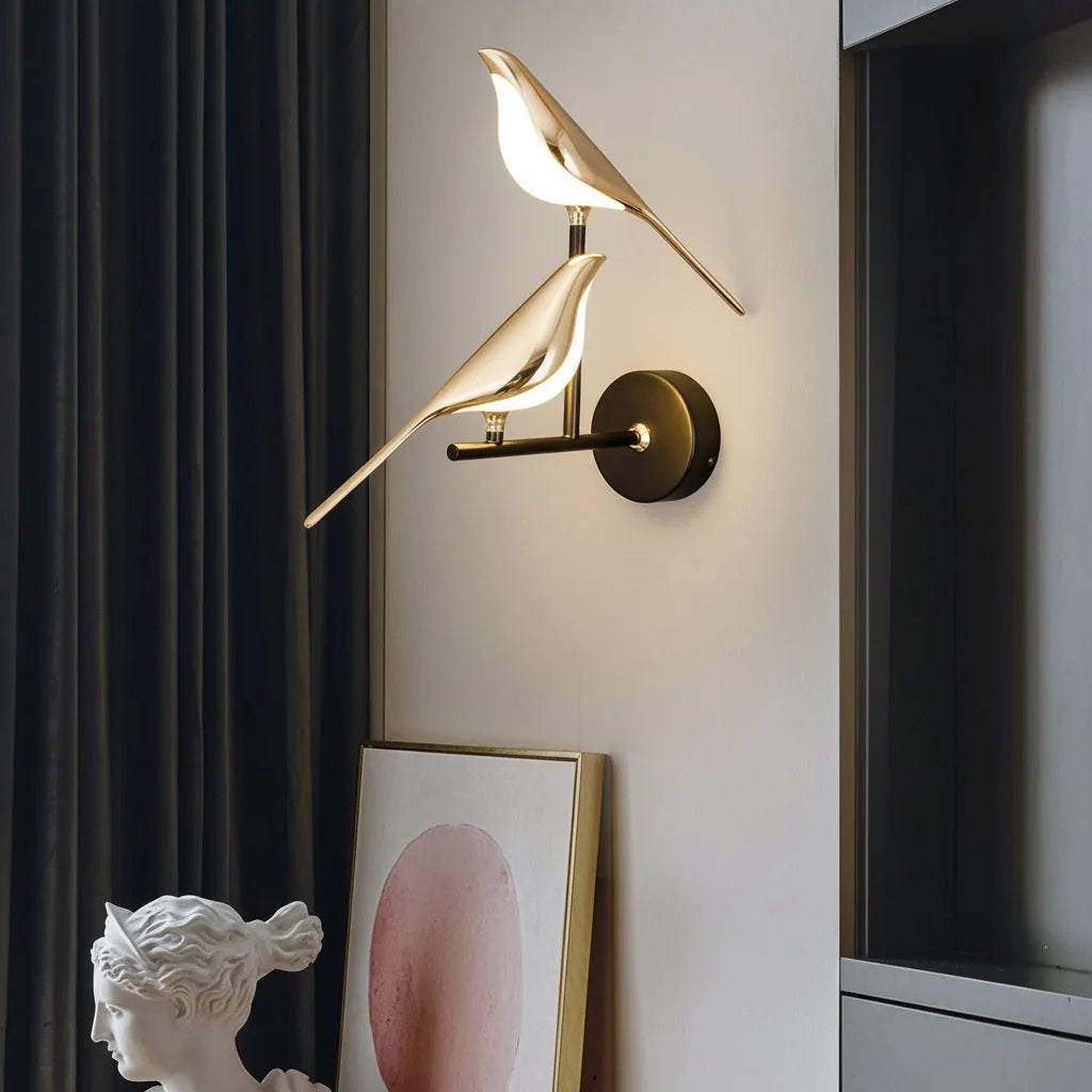 Bird Wall Sconce Magpie Shape Adjustable Metal Acrylic LED 21-38cm / 8-15in Art Light | Kalsten