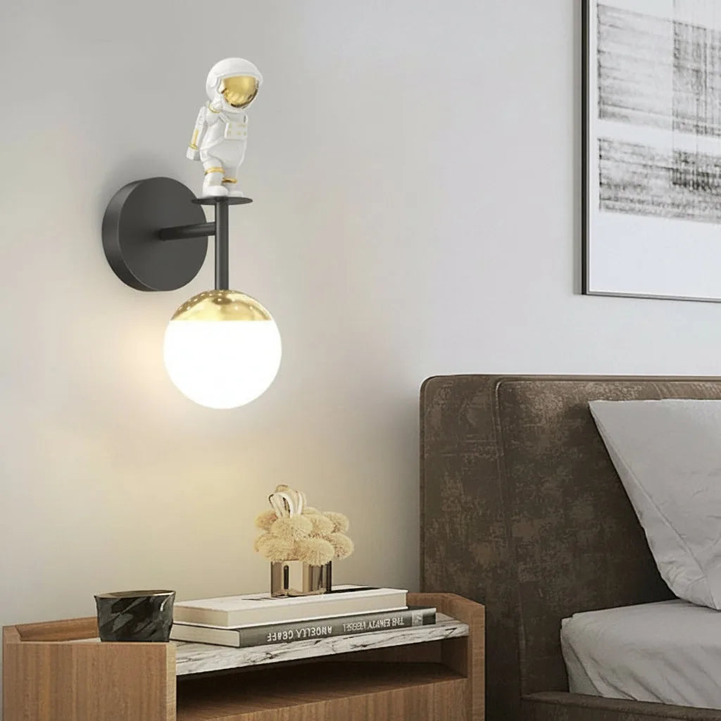 Cartoon Astronaut LED Wall Sconce – Creative 20W Resin Space Art Wall Light - 3-Color Dimming | Kalsten