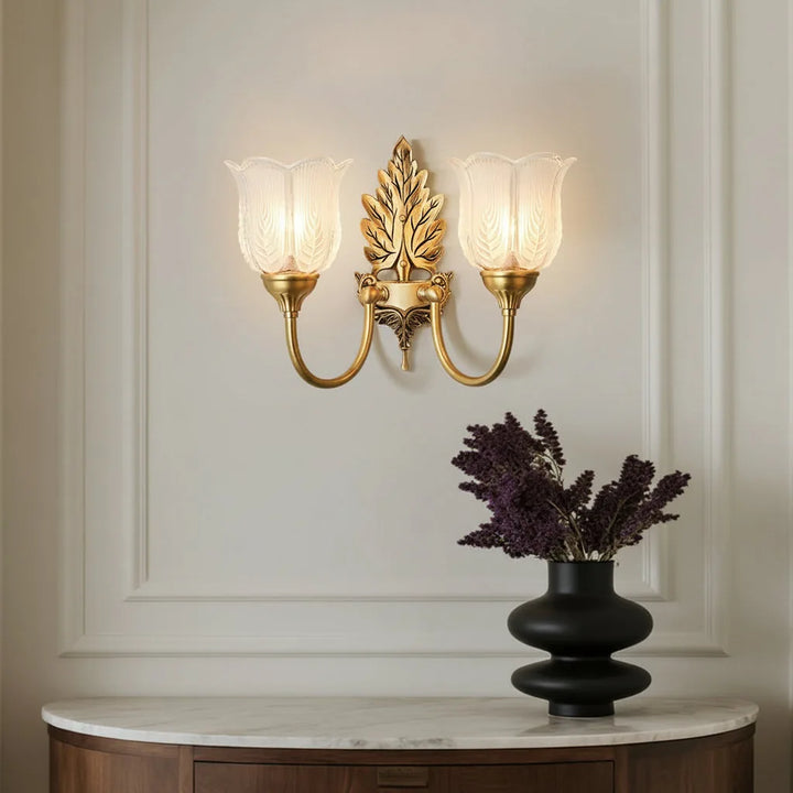Brass Wall Sconce – American Vintage Bud Glass (E14 LED & 29-30cm) | Kalsten