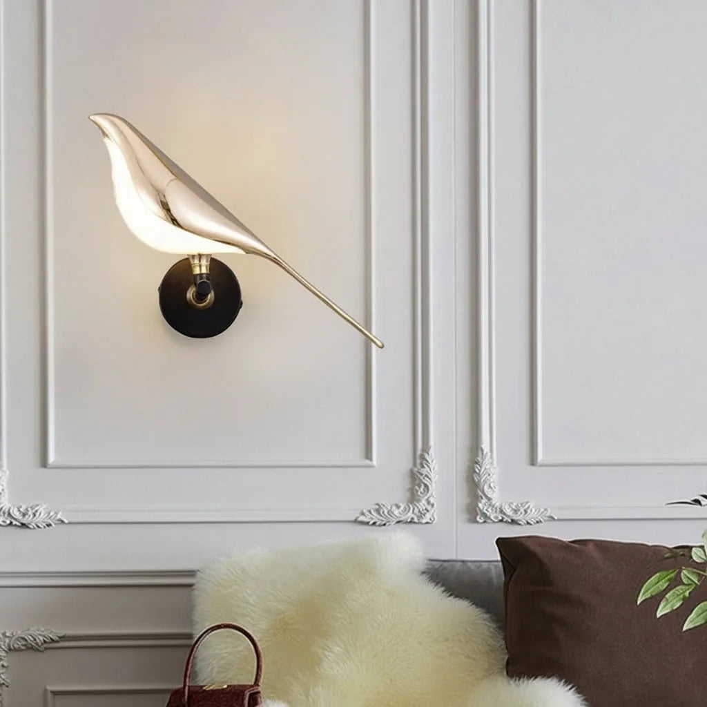 Bird Wall Sconce Magpie Shape Adjustable Metal Acrylic LED 21-38cm / 8-15in Art Light | Kalsten