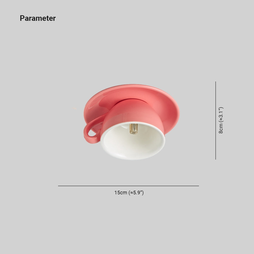 Ceiling Light Ceramic Coffee Cup Shape Indoor Bedroom Living Room Decorative Flush Mount LED Fixture | Kalsten