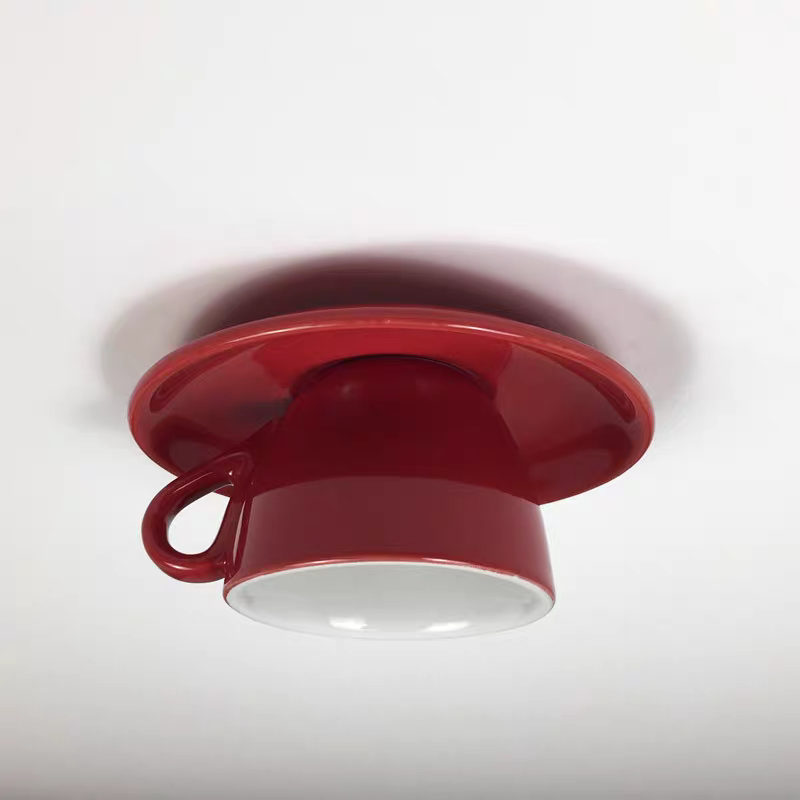 Ceiling Light Ceramic Coffee Cup Shape Indoor Bedroom Living Room Decorative Flush Mount LED Fixture | Kalsten