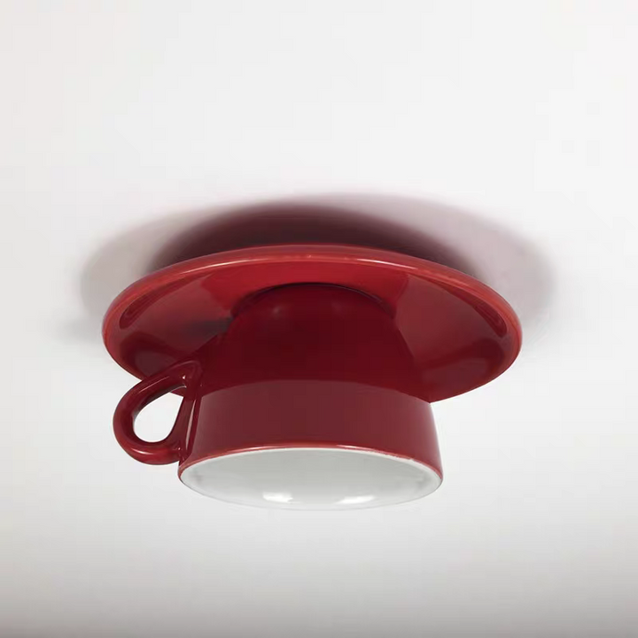 Ceiling Light Ceramic Coffee Cup Shape Indoor Bedroom Living Room Decorative Flush Mount LED Fixture | Kalsten