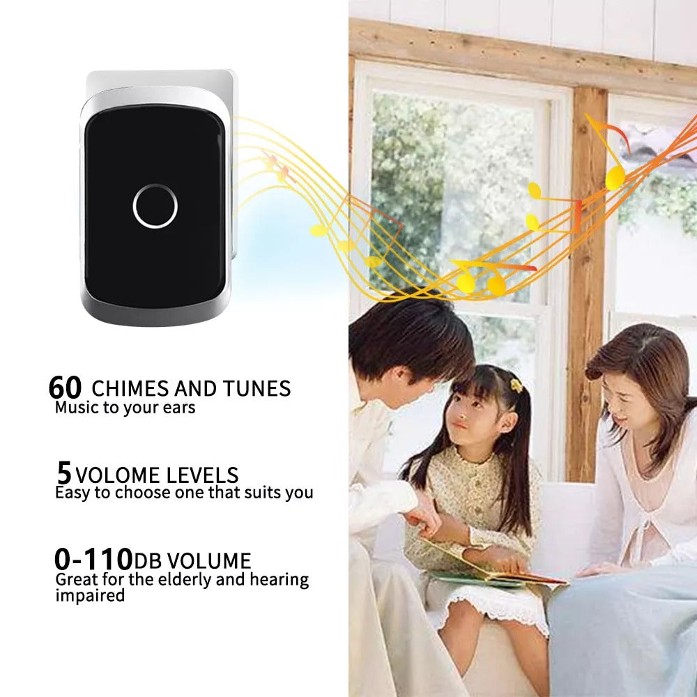 Skanto | Wireless Waterproof Doorbell with LED Flash – Easy Installation, Adjustable Volume & 36 Melodies