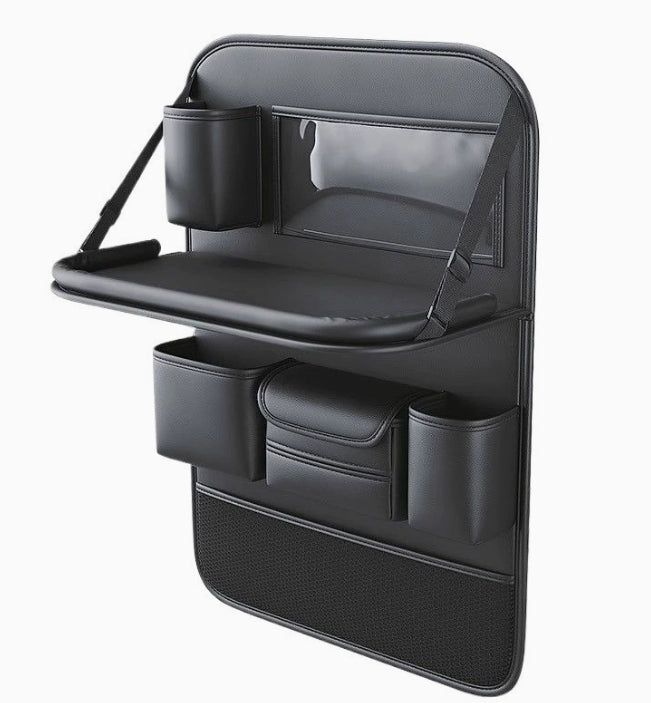 Kalsten | Multifunctional Car Seat Back Large Capacity Storage Bag with 4 USB Charging Ports, Retractable Tray, Tablet Holder, Tissue Storage, Cup Holder, Large Storage Bag and More