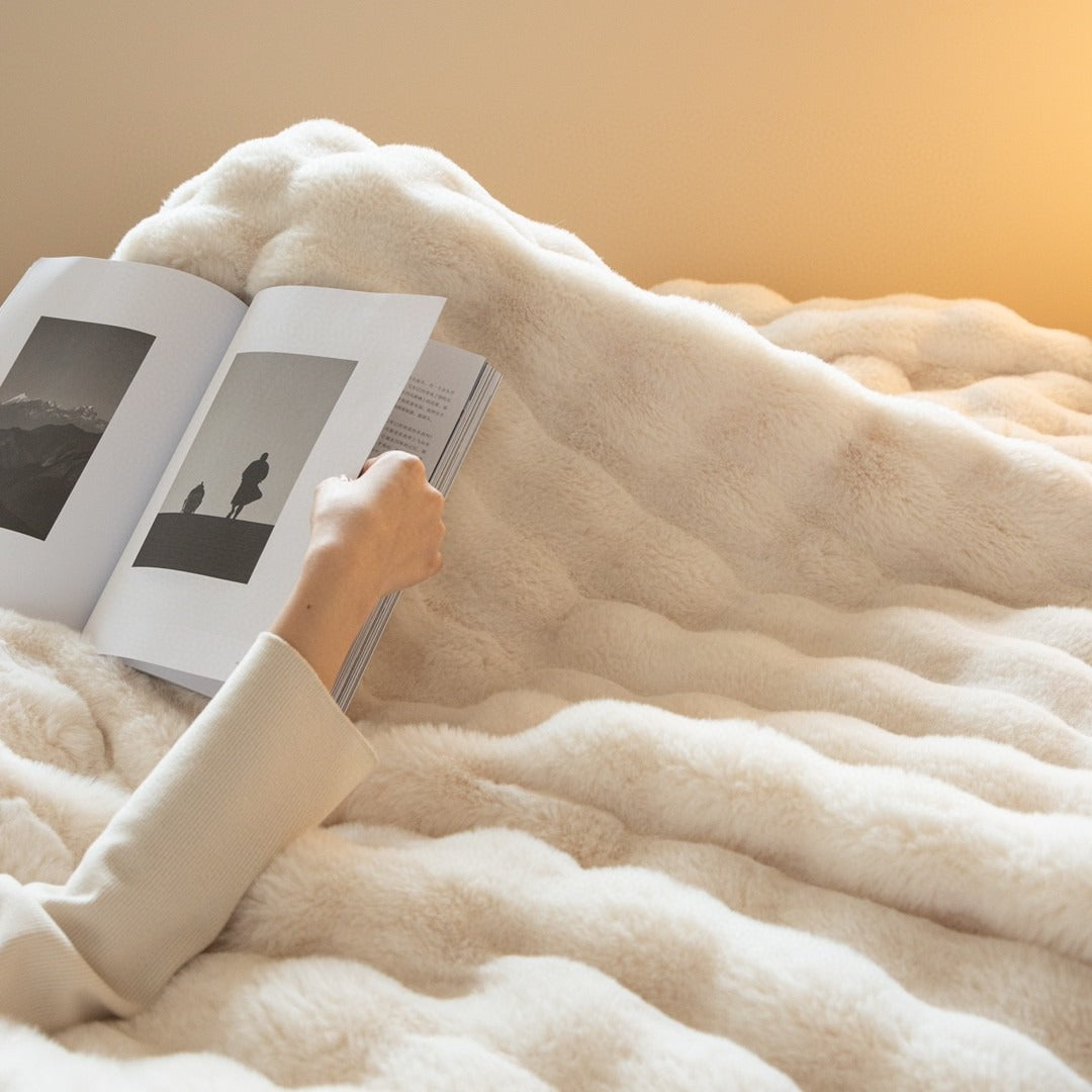 Kalsten | Faux Fur Chunky Knit Duvet Cover Throw