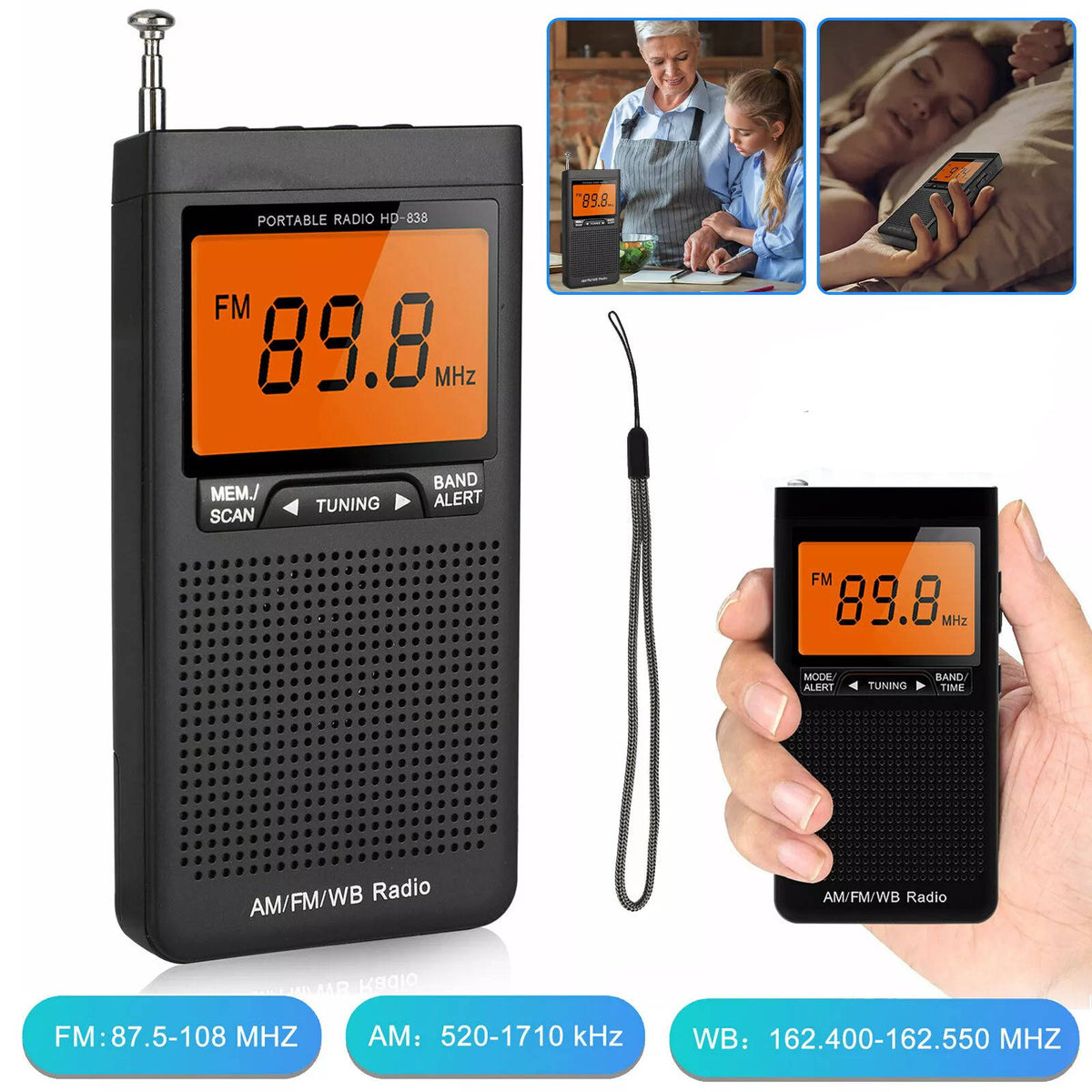 BowLift | Portable AM/FM Pocket Radio with Weather Alerts and Digital Tuning