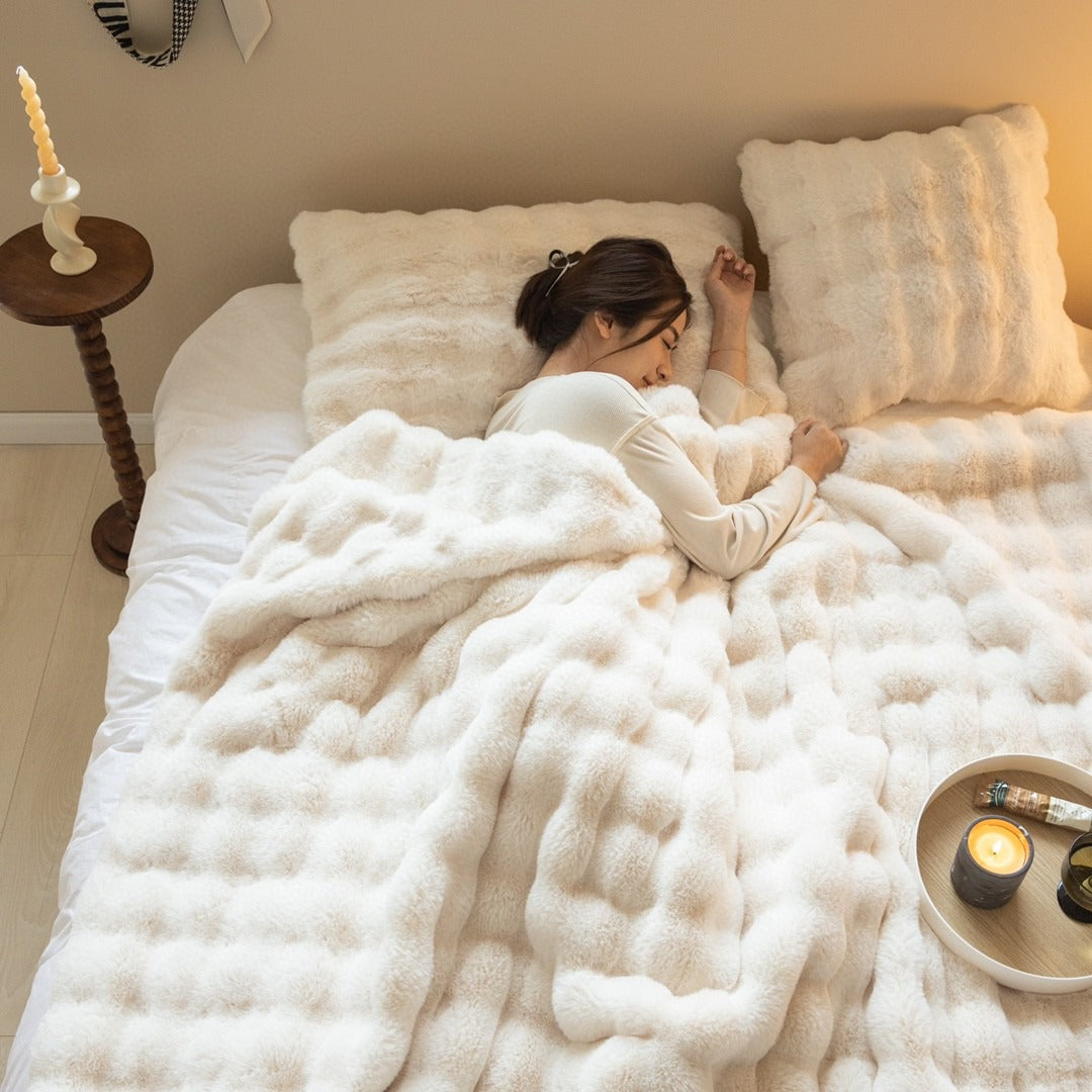 Kalsten | Faux Fur Chunky Knit Duvet Cover Throw