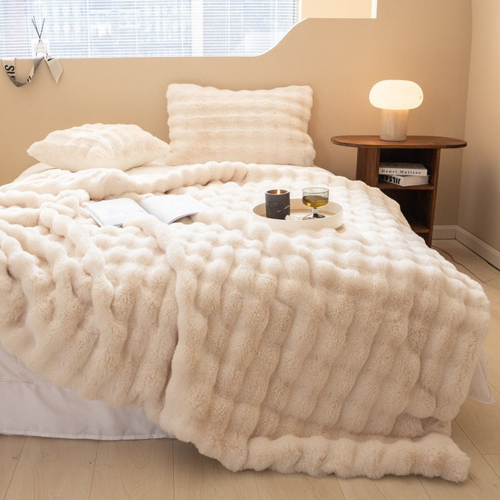 Kalsten | Faux Fur Chunky Knit Duvet Cover Throw