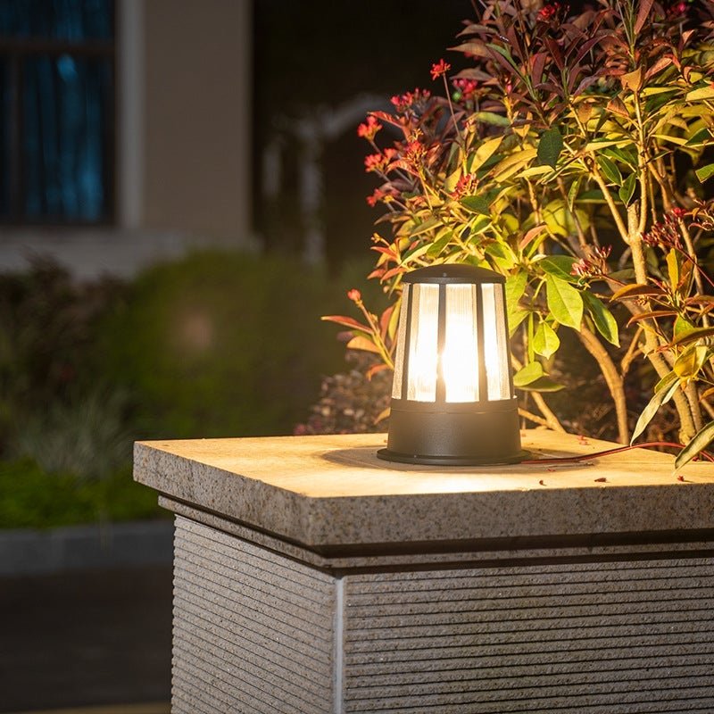 Round Creative Waterproof LED Black Modern Outdoor Pillar Lights | Kalsten