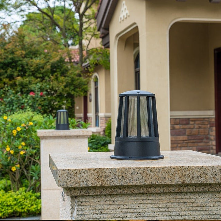 Round Creative Waterproof LED Black Modern Outdoor Pillar Lights | Kalsten