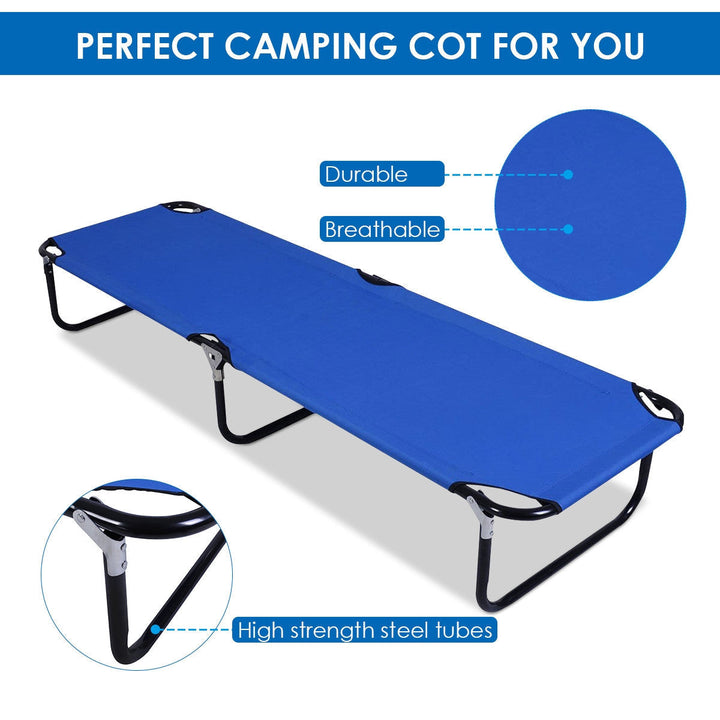 Outdoor Portable Blue Folding Camping Bed | Kalsten