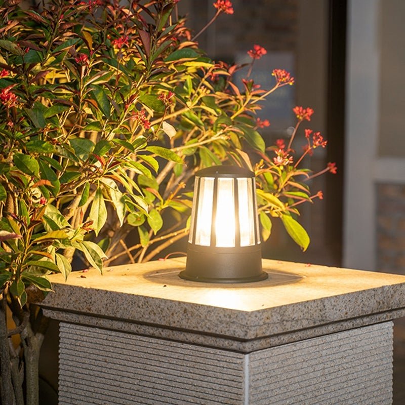 Round Creative Waterproof LED Black Modern Outdoor Pillar Lights | Kalsten