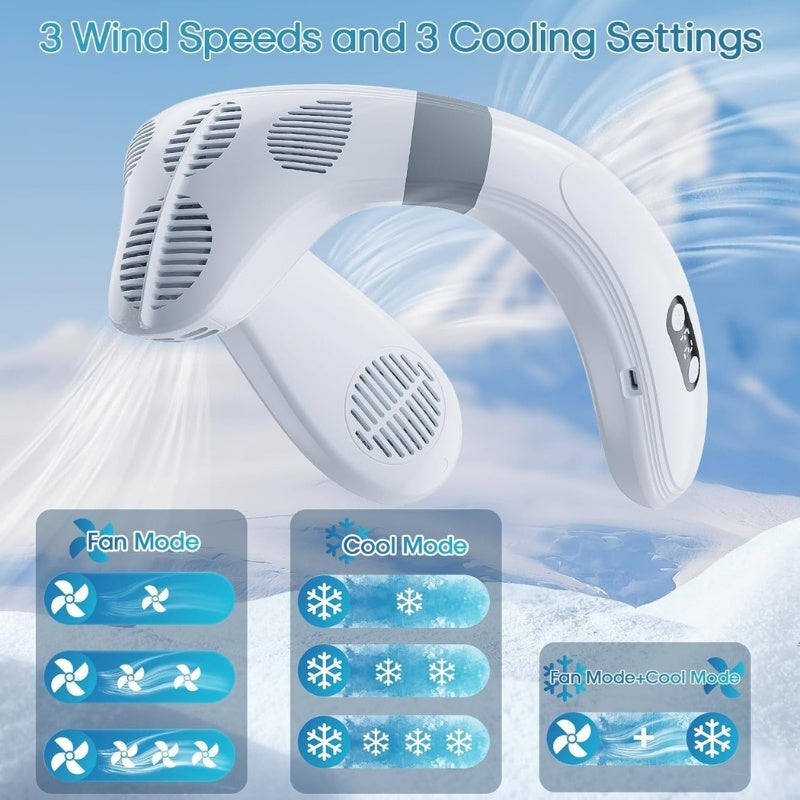 Dual-Cooling Neck Fan with 5200mAh Battery & Cooling Plate | Kalsten