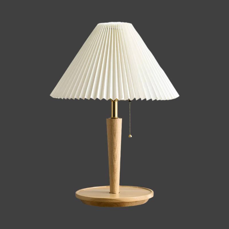 Elegant Vintage Woodly Table Lamp - Table Lamp with Pleated Design Kalsten