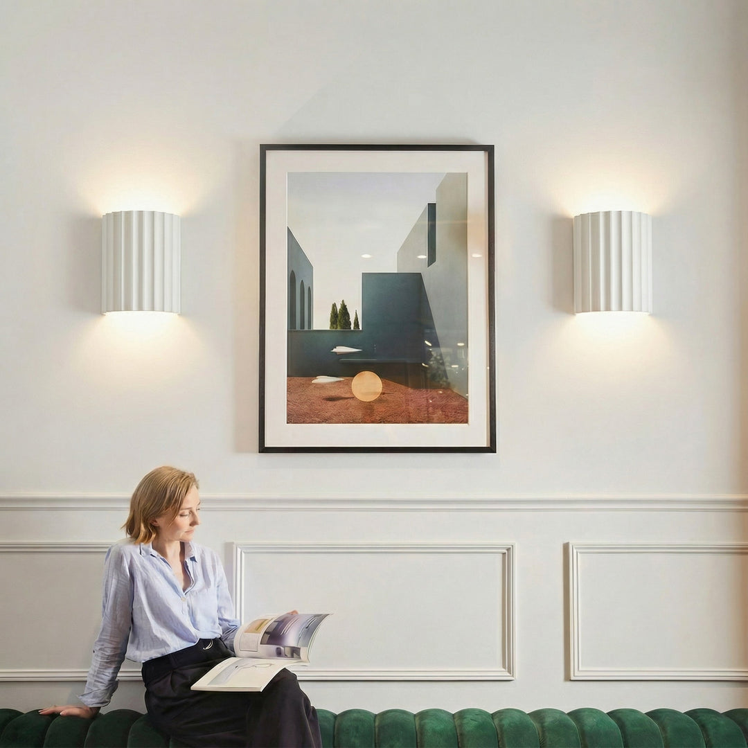 Nordic Pleated Resin Wall Sconce | Modern Macaron Ribbed LED Lamp (16.5cm) | Kalsten