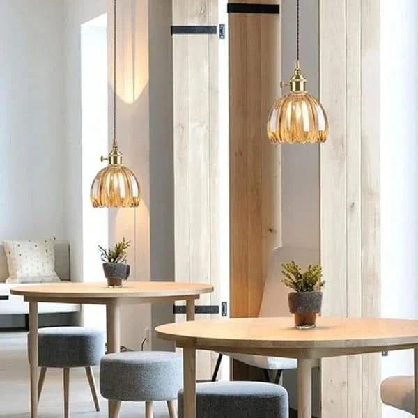 Japanese-Style Glass Flower Pendant Light