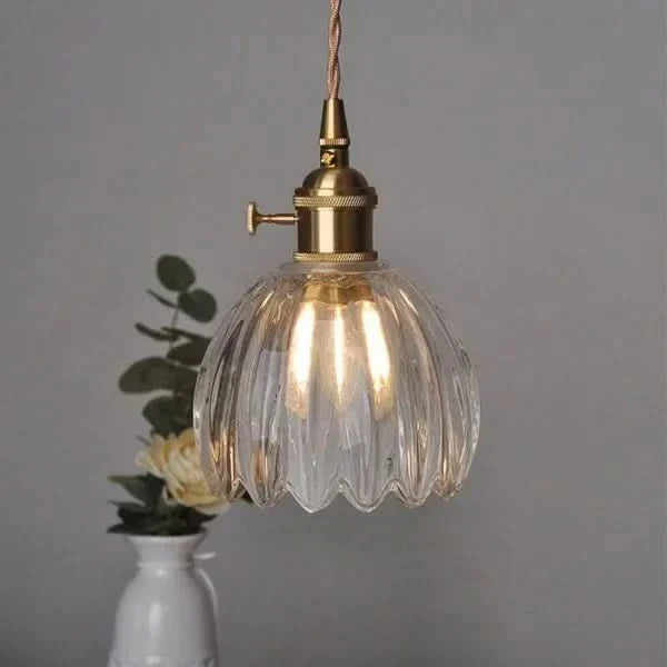Japanese-Style Glass Flower Pendant Light