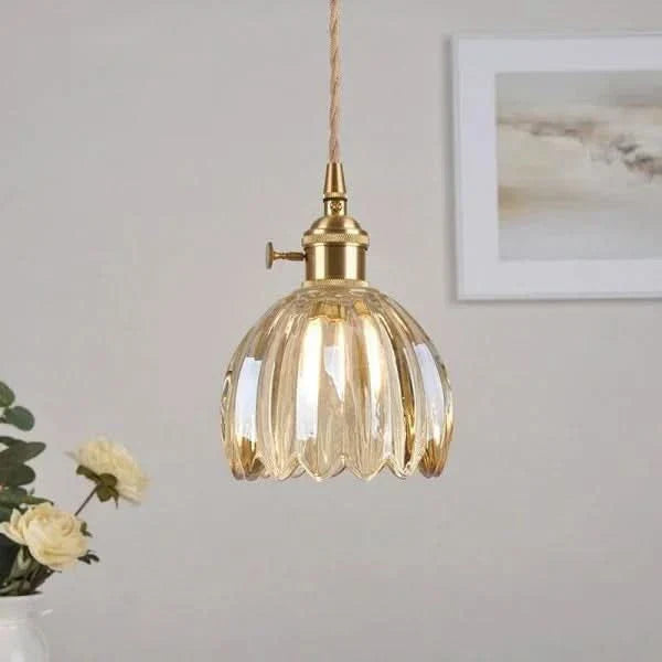 Japanese-Style Glass Flower Pendant Light