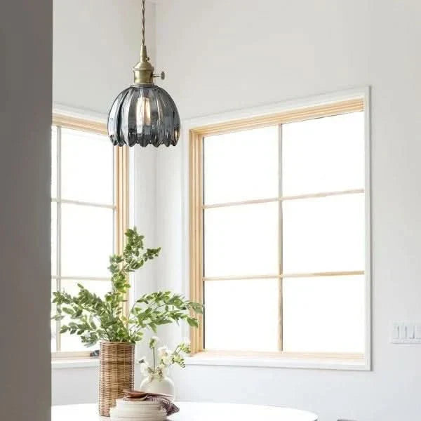 Japanese-Style Glass Flower Pendant Light