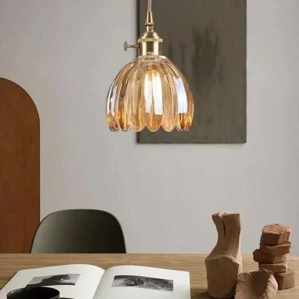Japanese-Style Glass Flower Pendant Light