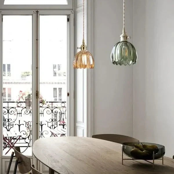 Japanese-Style Glass Flower Pendant Light
