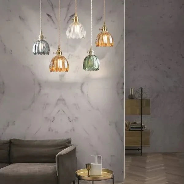 Japanese-Style Glass Flower Pendant Light