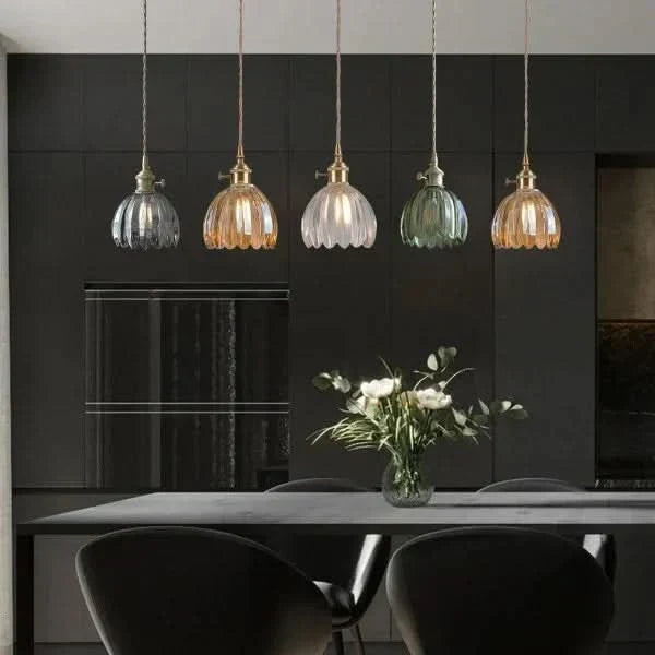 Japanese-Style Glass Flower Pendant Light