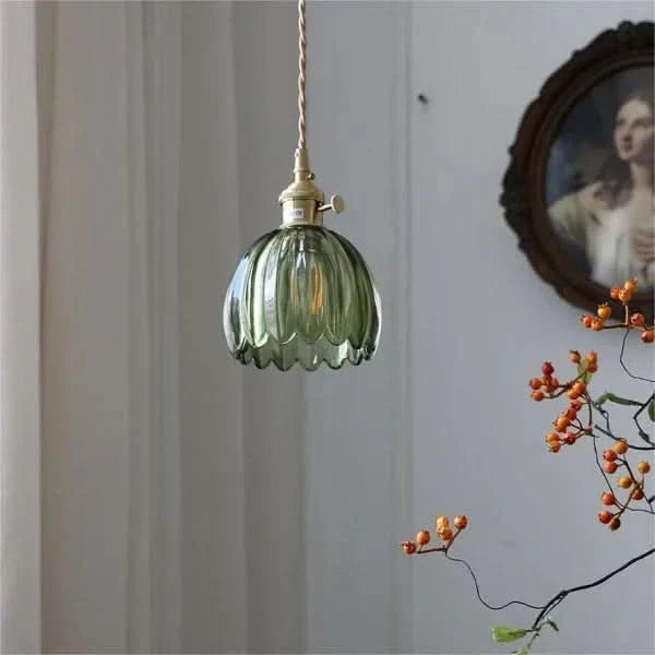 Japanese-Style Glass Flower Pendant Light