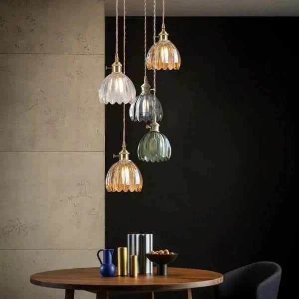 Japanese-Style Glass Flower Pendant Light