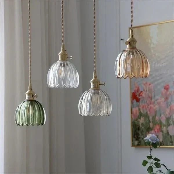 Japanese-Style Glass Flower Pendant Light