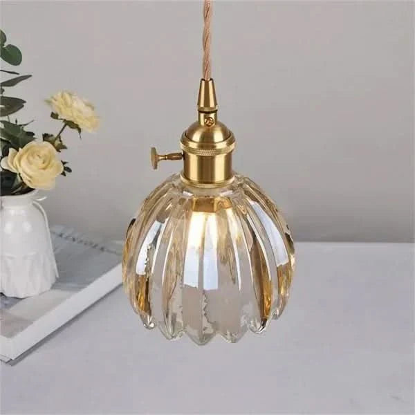 Japanese-Style Glass Flower Pendant Light