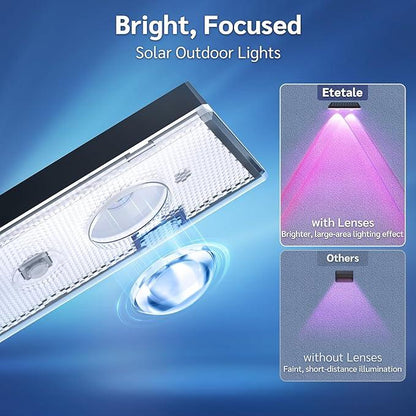 BowLift | Solar fence lights outdoor warm white & RGB changing solar deck lights, LED solar lights for outdoor wall railing terrace stairs step garden backyard