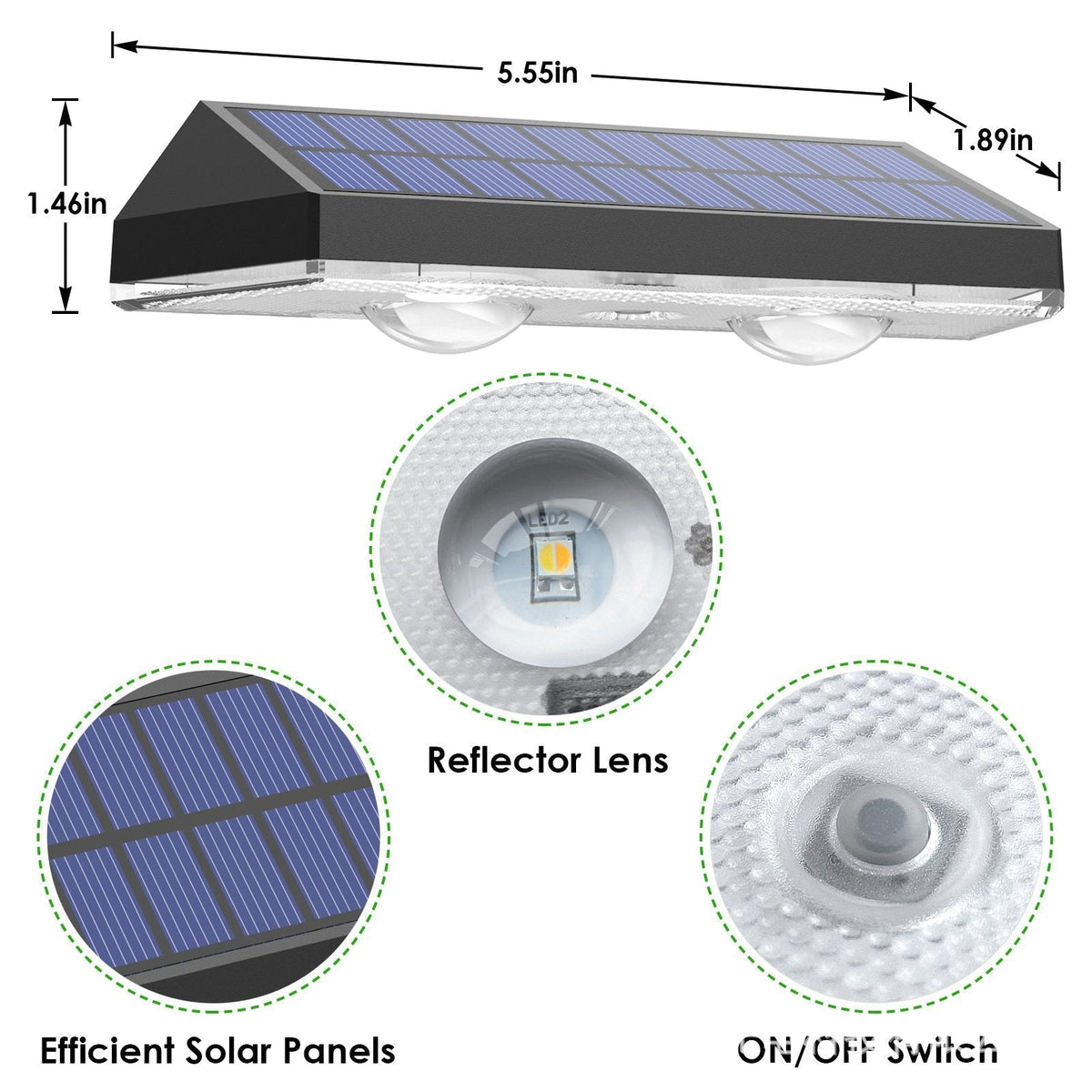 BowLift | Solar fence lights outdoor warm white & RGB changing solar deck lights, LED solar lights for outdoor wall railing terrace stairs step garden backyard