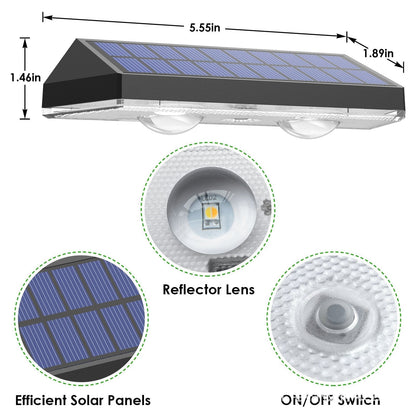 BowLift | Solar fence lights outdoor warm white & RGB changing solar deck lights, LED solar lights for outdoor wall railing terrace stairs step garden backyard