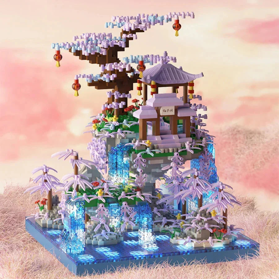 Skanto | Purple Sakura Floating Island Nano Building Set