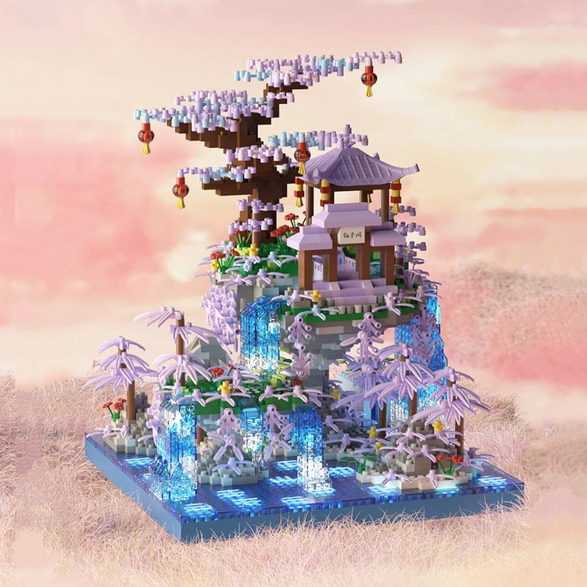 Skanto | Purple Sakura Floating Island Nano Building Set