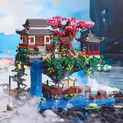 Skanto | Fossfall Japanese House Sakura Floating Island Nano Building Blocks | Limited Stock